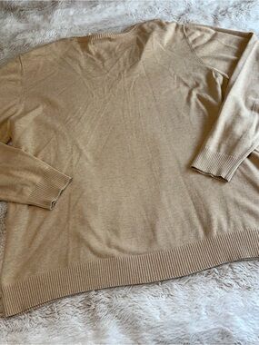 Lands' End Women's V-Neck Sweater tan brown Beige XL 18 20